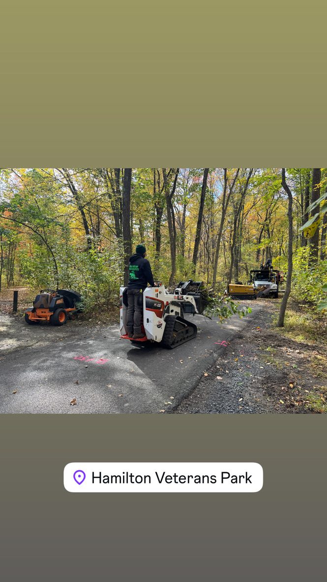 Pro-Stump Tree Service work truck at a park land-clearing site — Central NJ