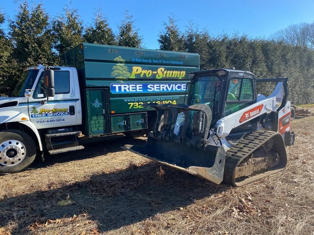 The Pro-Stump Tree Service fleet on a Central NJ job site